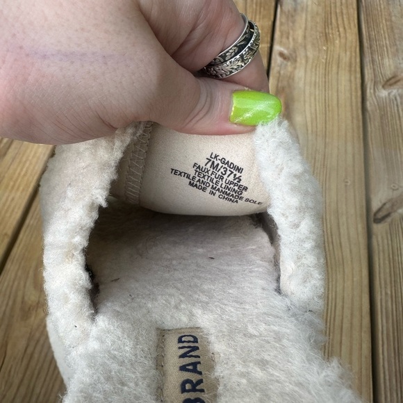 Lucky Brand Faux Shearling Gadini Cork Sole Cream Sandal Slides - Picture 8 of 8